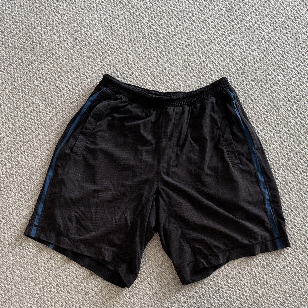 Men's Black and Blue Athletic Shorts